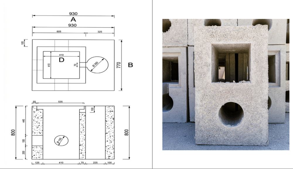 Plinti portapalo per illuminazione, prodotto Vibrocementi